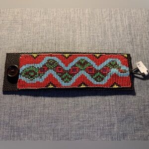 Leather Beaded Bracelet with Button Closure•NEW!